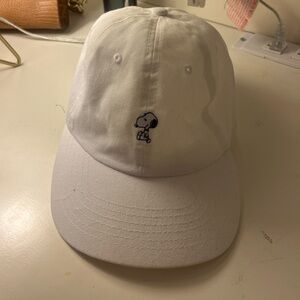 White Baseball Cap with Snoopy Embroidery